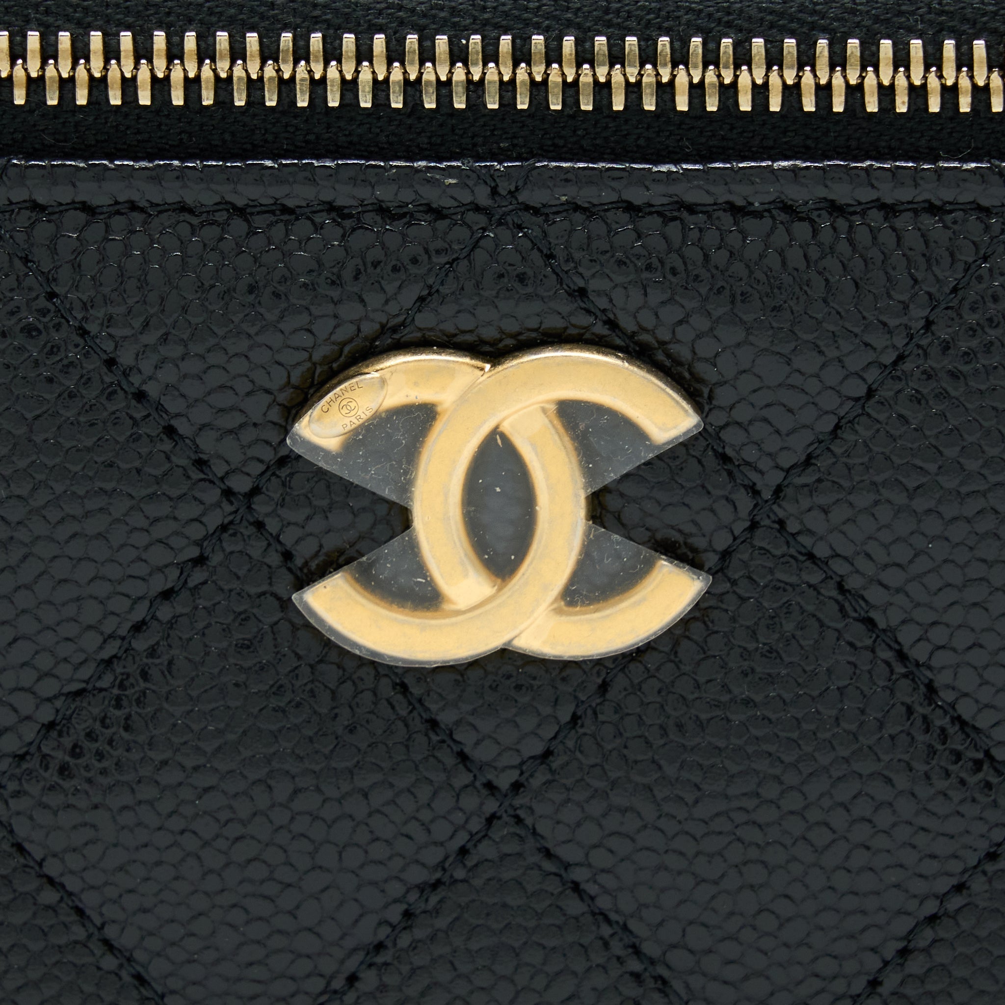 CHANEL LETTER TOP HANDLE LONG VANITY CAVIAR BLACK GHW