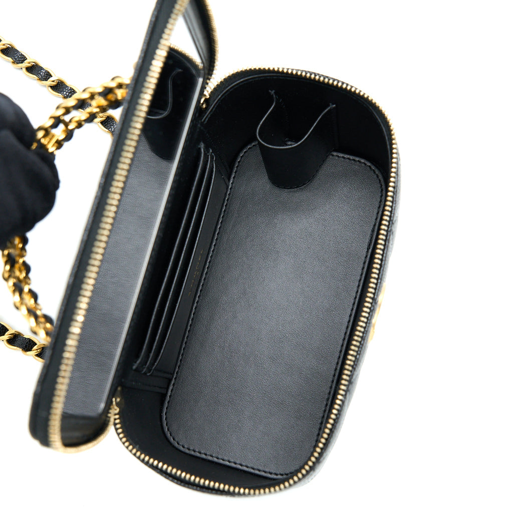 CHANEL LETTER TOP HANDLE LONG VANITY CAVIAR BLACK GHW