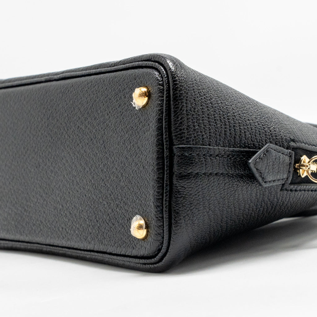 HERMES MINI BOLIDE CHEVRE MYSORE BLACK GHW