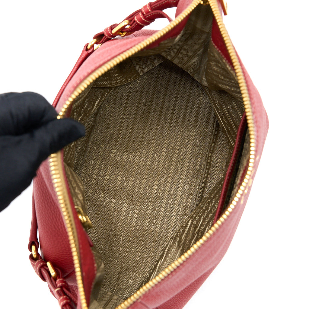 PRADA VITELLO DAINO BAG CALFSKIN RED GHW