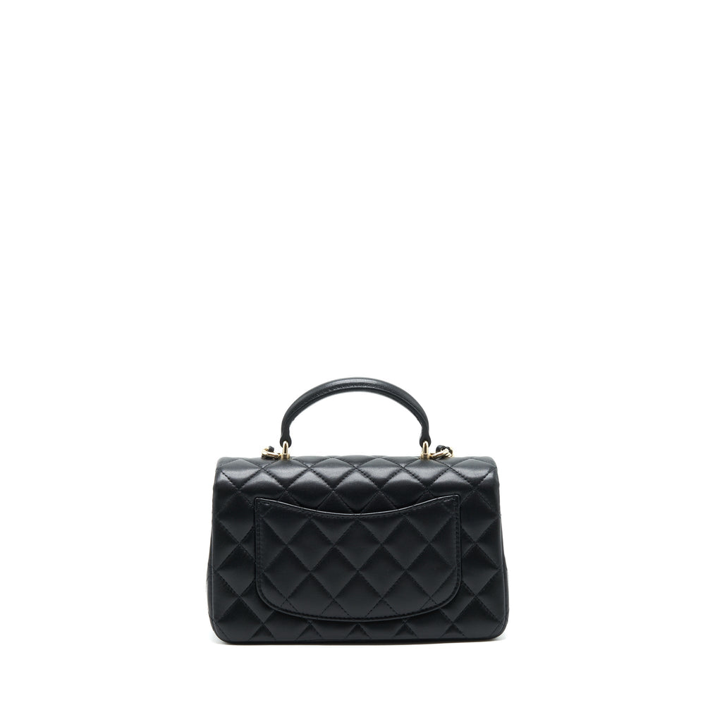 CHANEL 22P TOP HANDLE MINI RECTANGULAR FLAP BAG LAMBSKIN BLACK LGHW