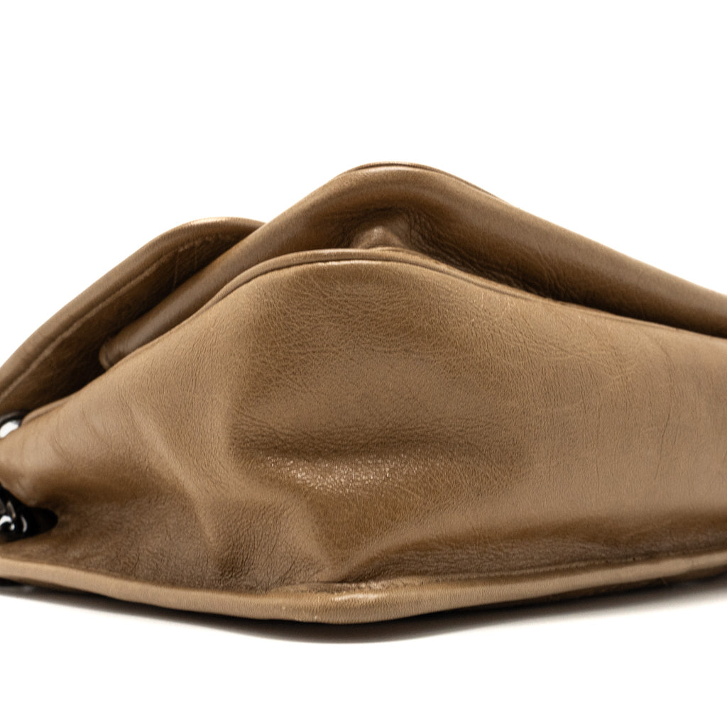 SAINT LAURENT MEDIUM NIKI BAG CRINKLED CALFSKIN DARK BEIGE RUTHENIUM HARDWARE