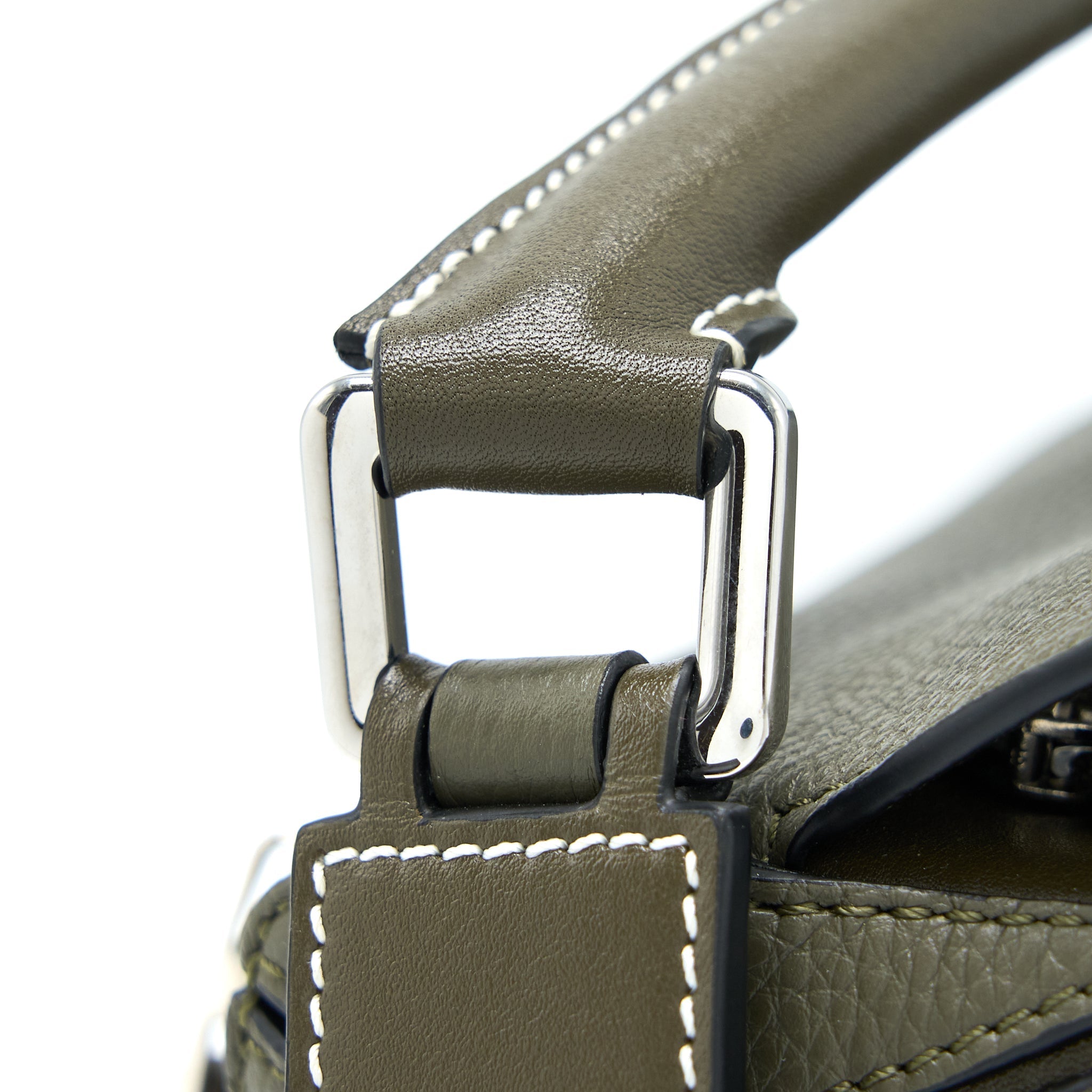 LOEWE SMALL PUZZLE BAG GRAINED CALFSKIN DARK KHAKI GREEN SHW