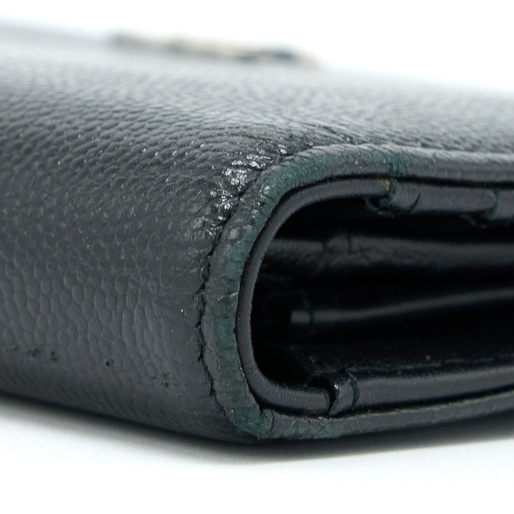 CHANEL CC LOGO LONG WALLET CAVIAR BLACK SHW