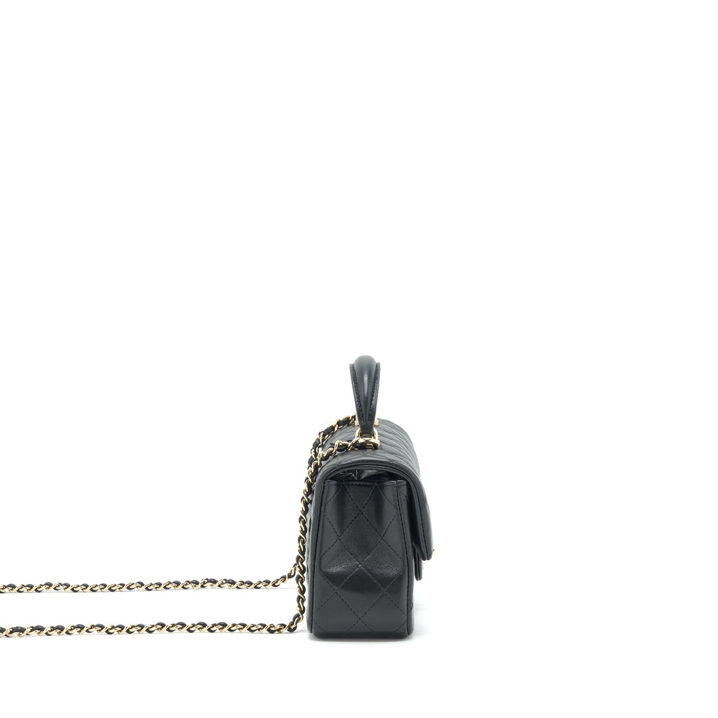 CHANEL 22P TOP HANDLE MINI RECTANGULAR FLAP BAG LAMBSKIN BLACK LGHW