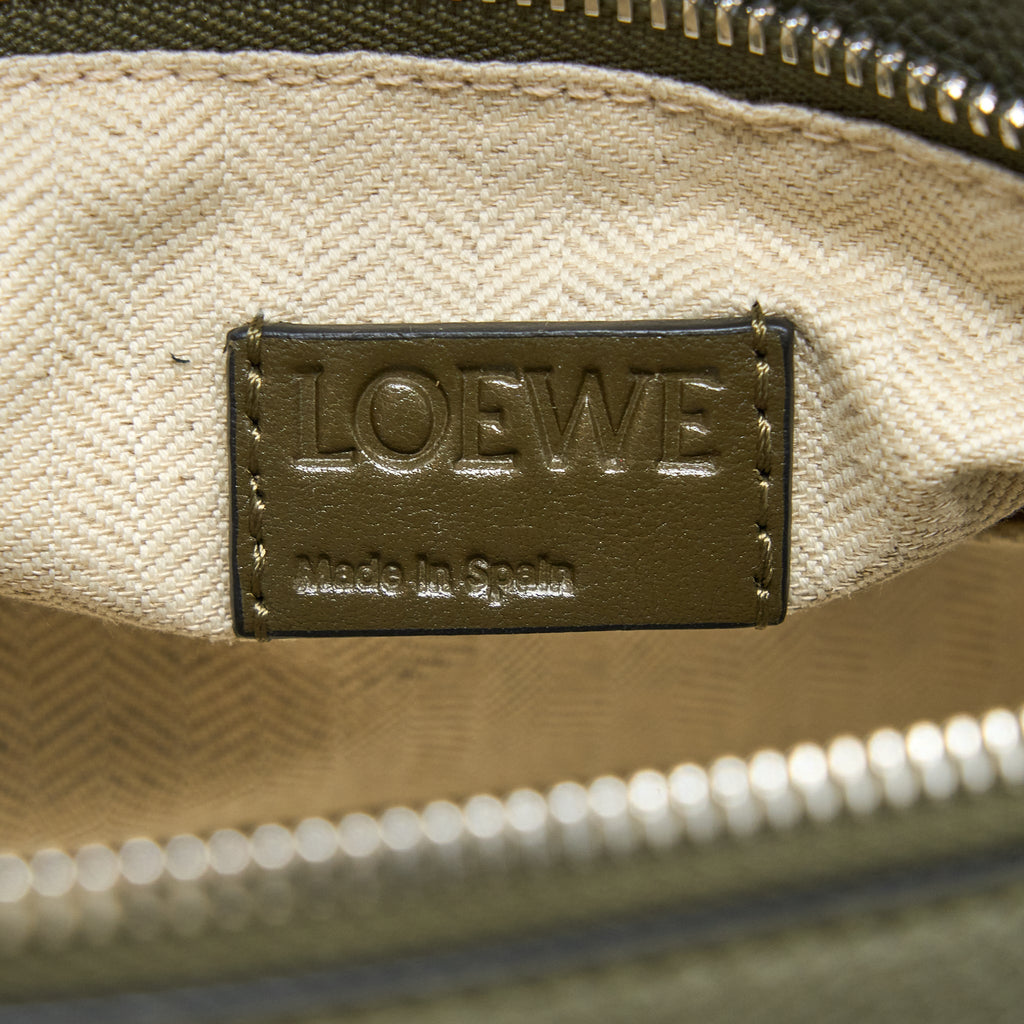 LOEWE SMALL PUZZLE BAG GRAINED CALFSKIN DARK KHAKI GREEN SHW