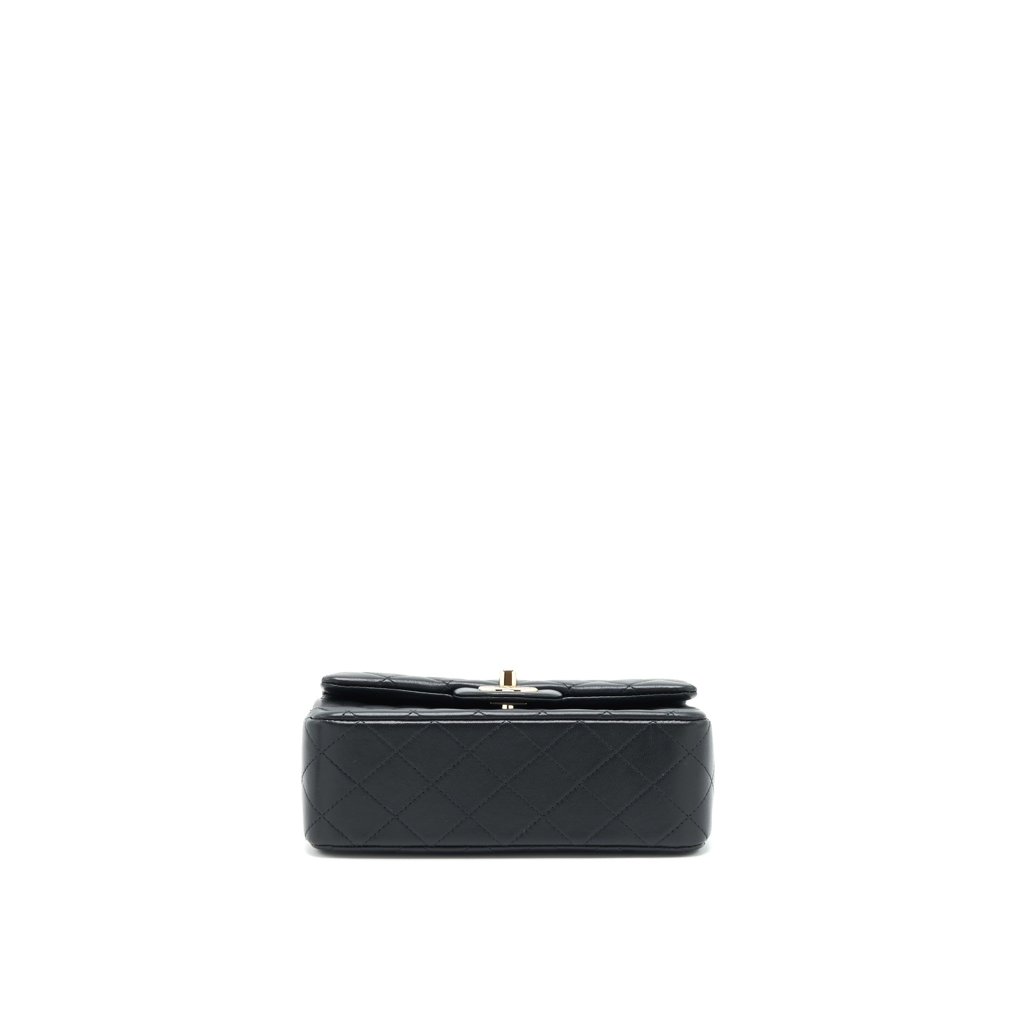 CHANEL 22P TOP HANDLE MINI RECTANGULAR FLAP BAG LAMBSKIN BLACK LGHW