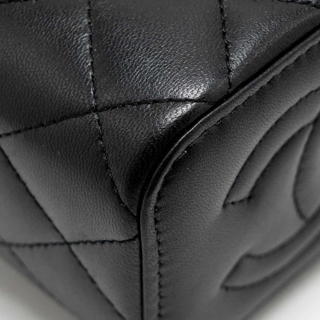 CHANEL TOP HANDLE MINI VANITY WITH CHAIN LAMBSKIN BLACK LGHW (MICROCHIP)