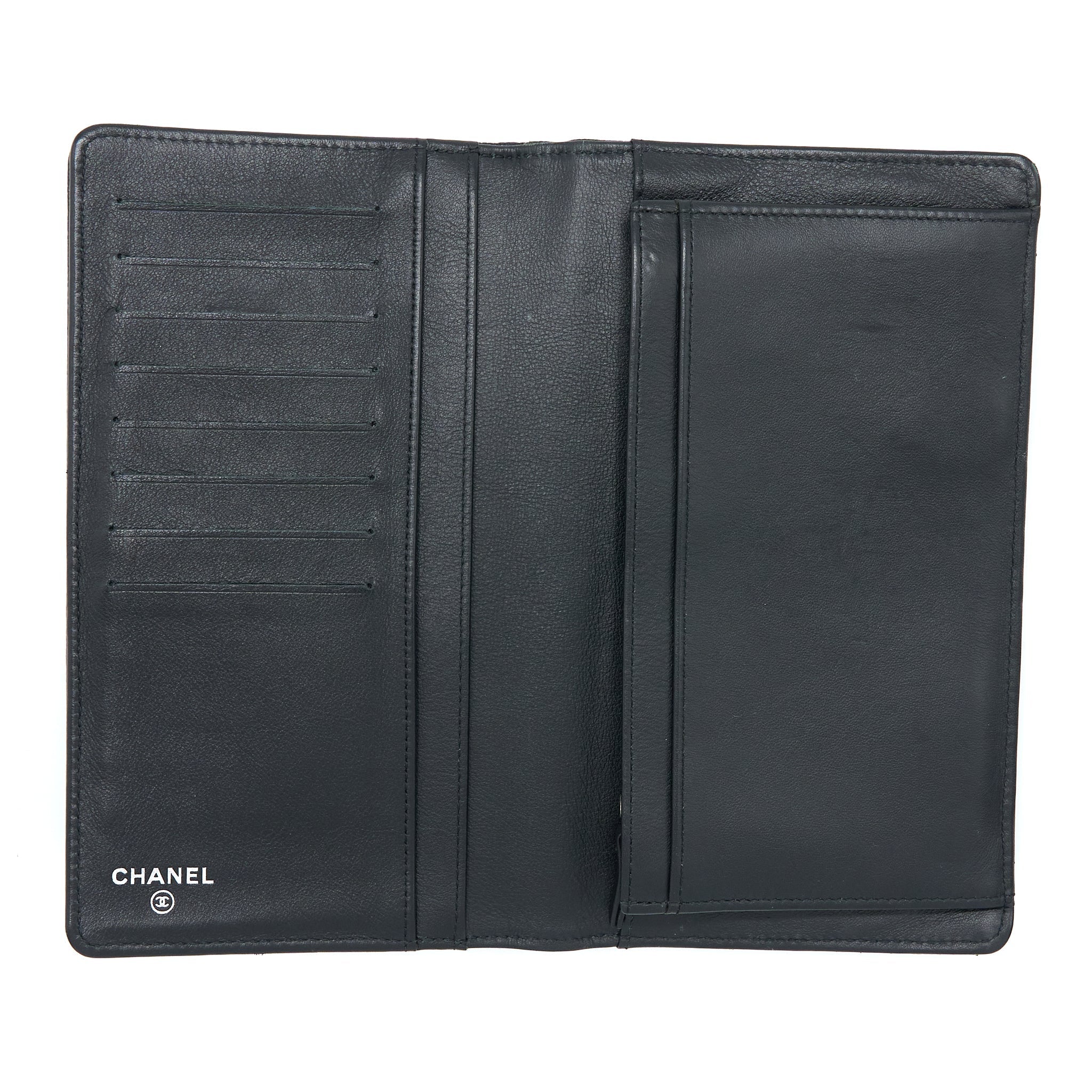 CHANEL CC LOGO LONG WALLET CAVIAR BLACK SHW