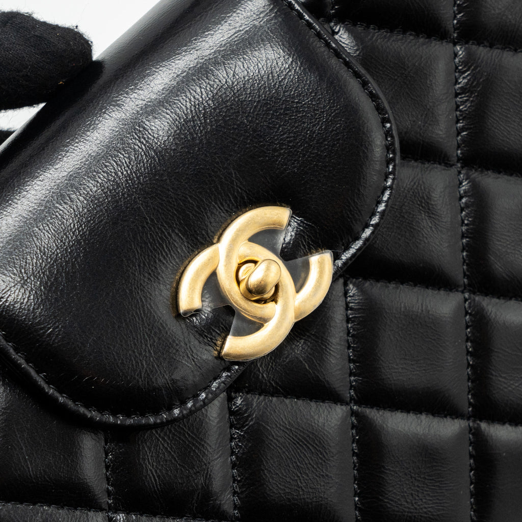 CHANEL 23K MINI SHOPPING BAG CALFSKIN BLACK GHW (MICROCHIP)