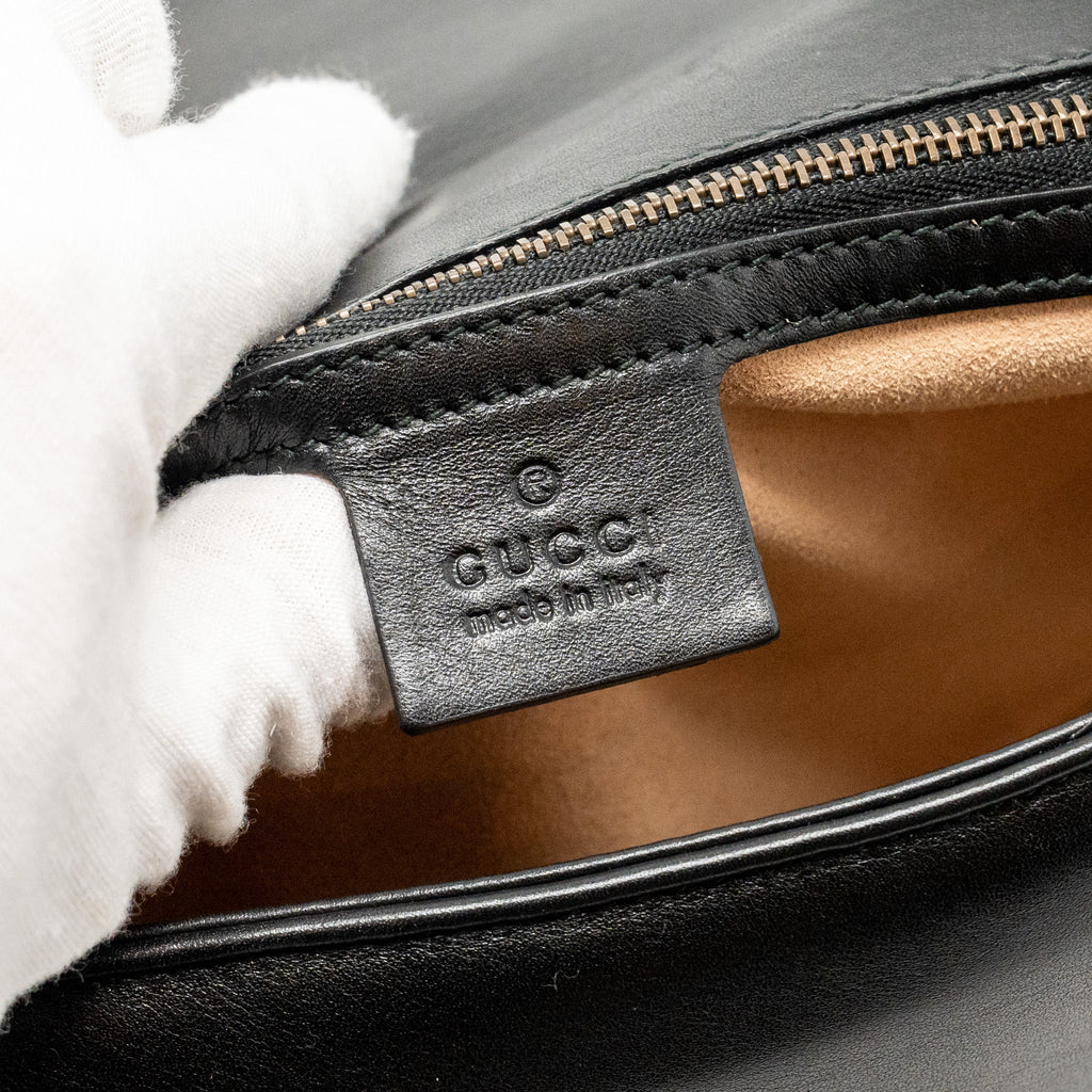 GUCCI MEDIUM GG MARMONT SHOULDER BAG CALFSKIN BLACK GHW