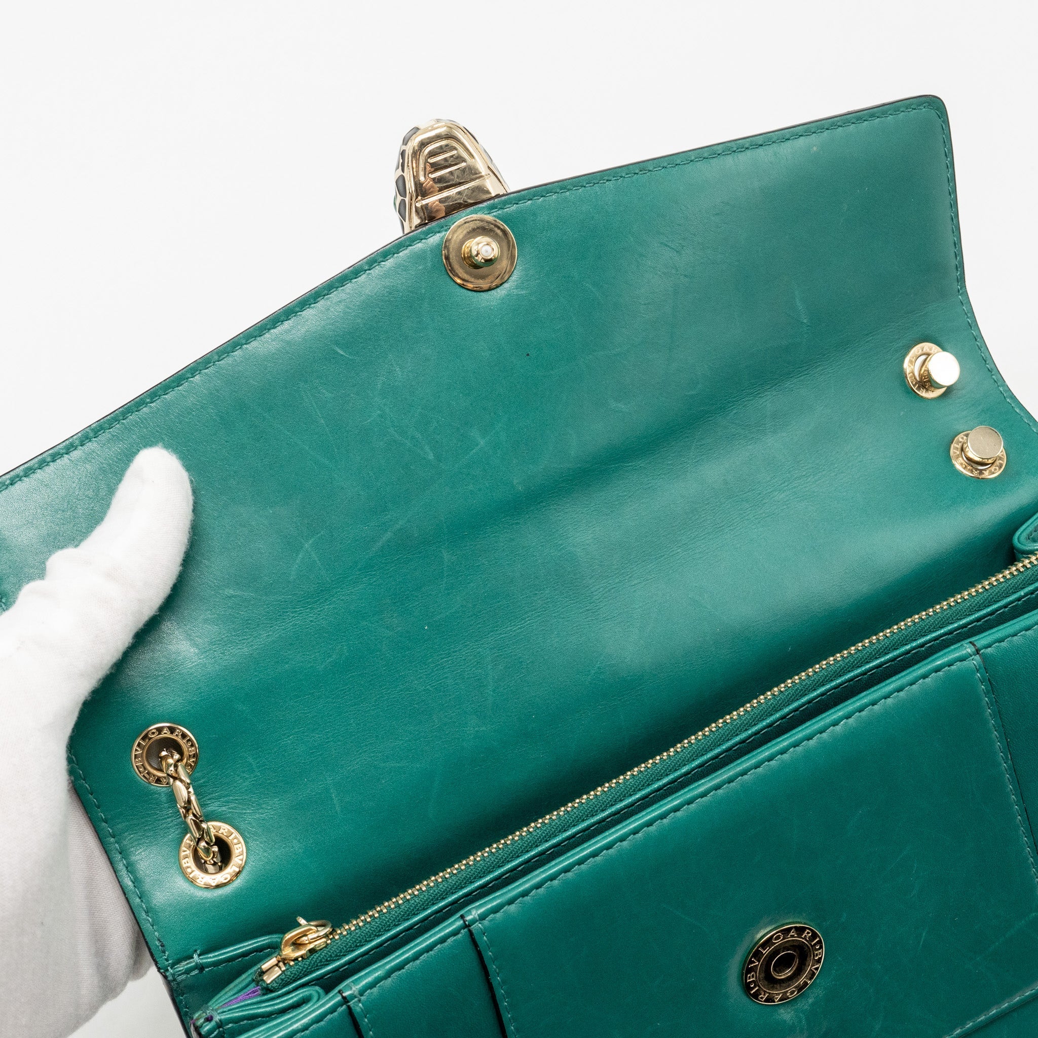 BVLGARI SERPENTI FOREVER BAG CALFSKIN GREEN LGHW
