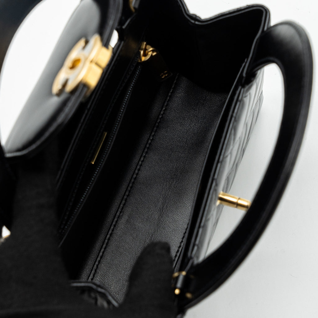 CHANEL 23K MINI SHOPPING BAG CALFSKIN BLACK GHW (MICROCHIP)