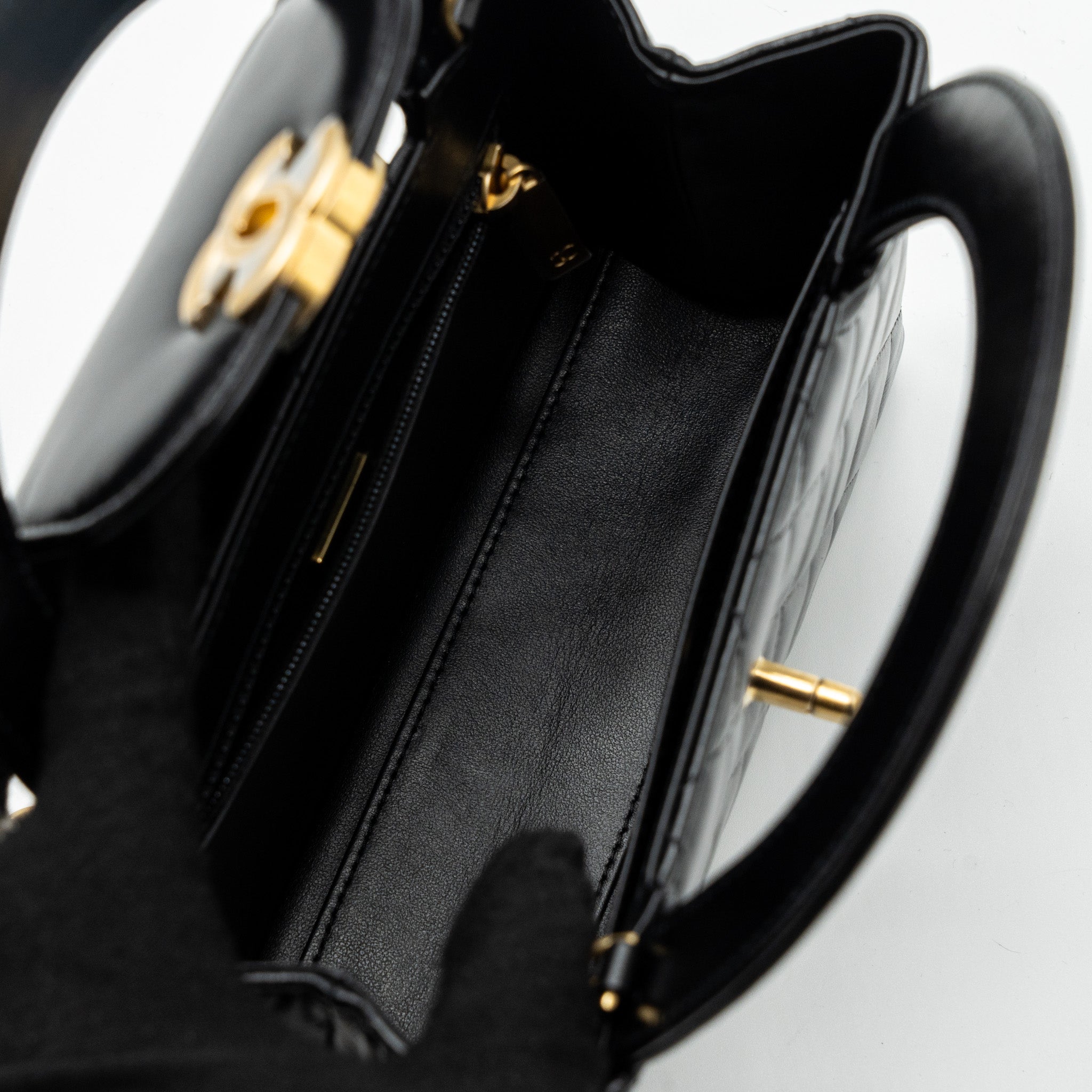 CHANEL 23K MINI SHOPPING BAG CALFSKIN BLACK GHW (MICROCHIP)