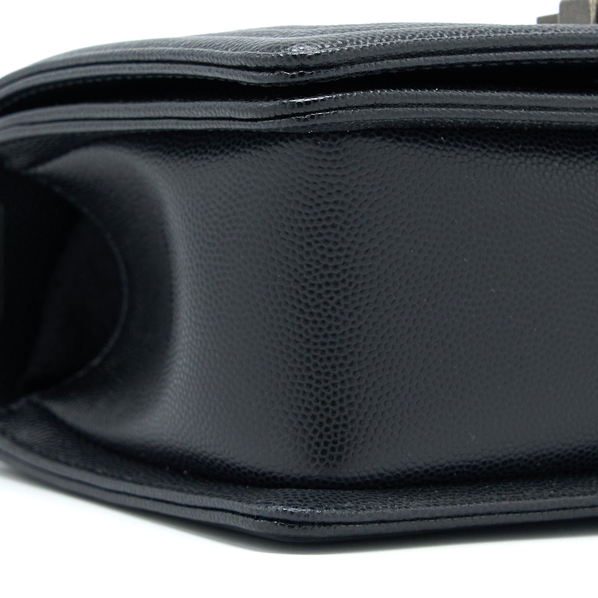 CHANEL SMALL BOY BAG CAVIAR BLACK RUTHENIUM SHW (MICROCHIP)