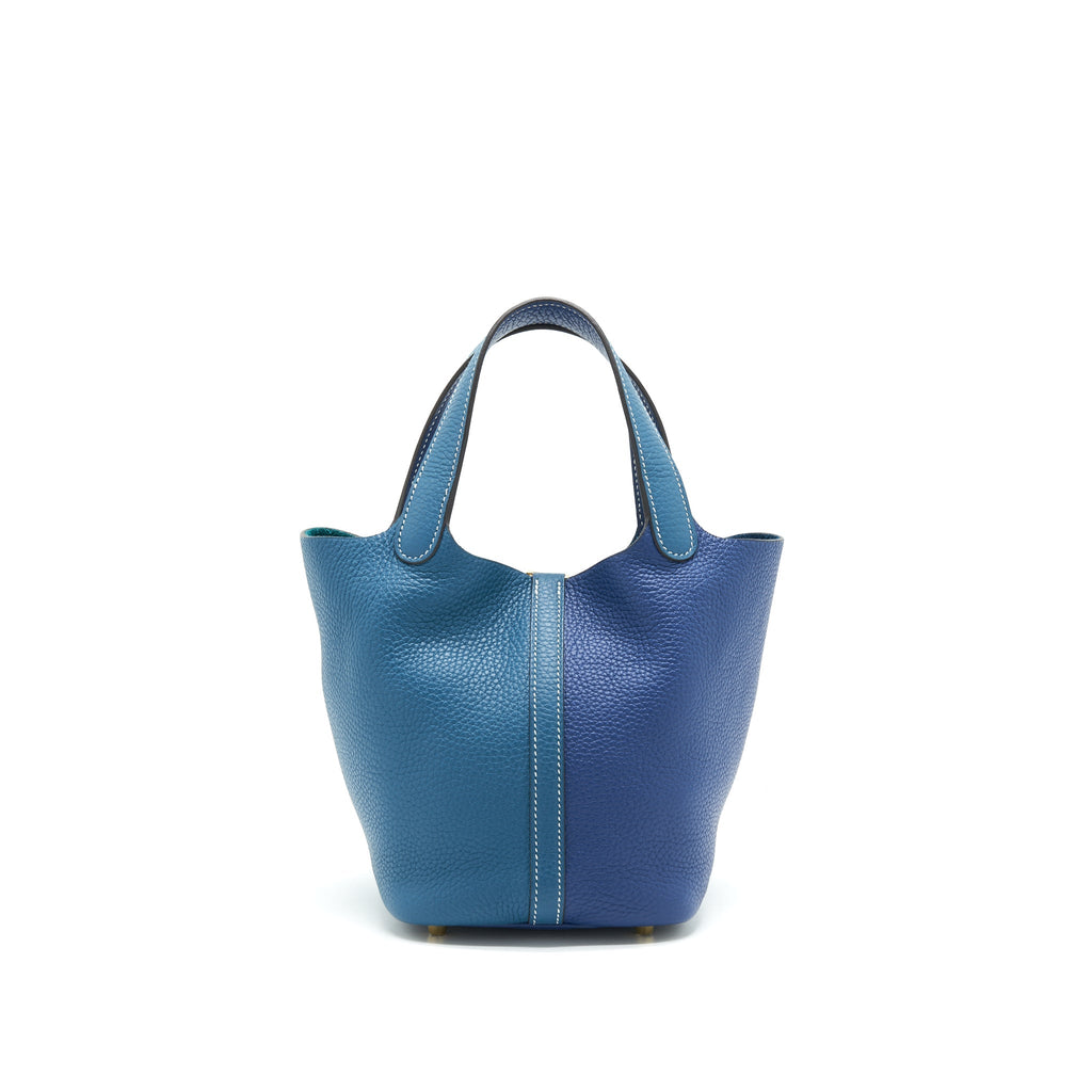 HERMES PICOTIN 18 LOCK BAG VERT BOSPHORE/DEEP BLUE GHW
