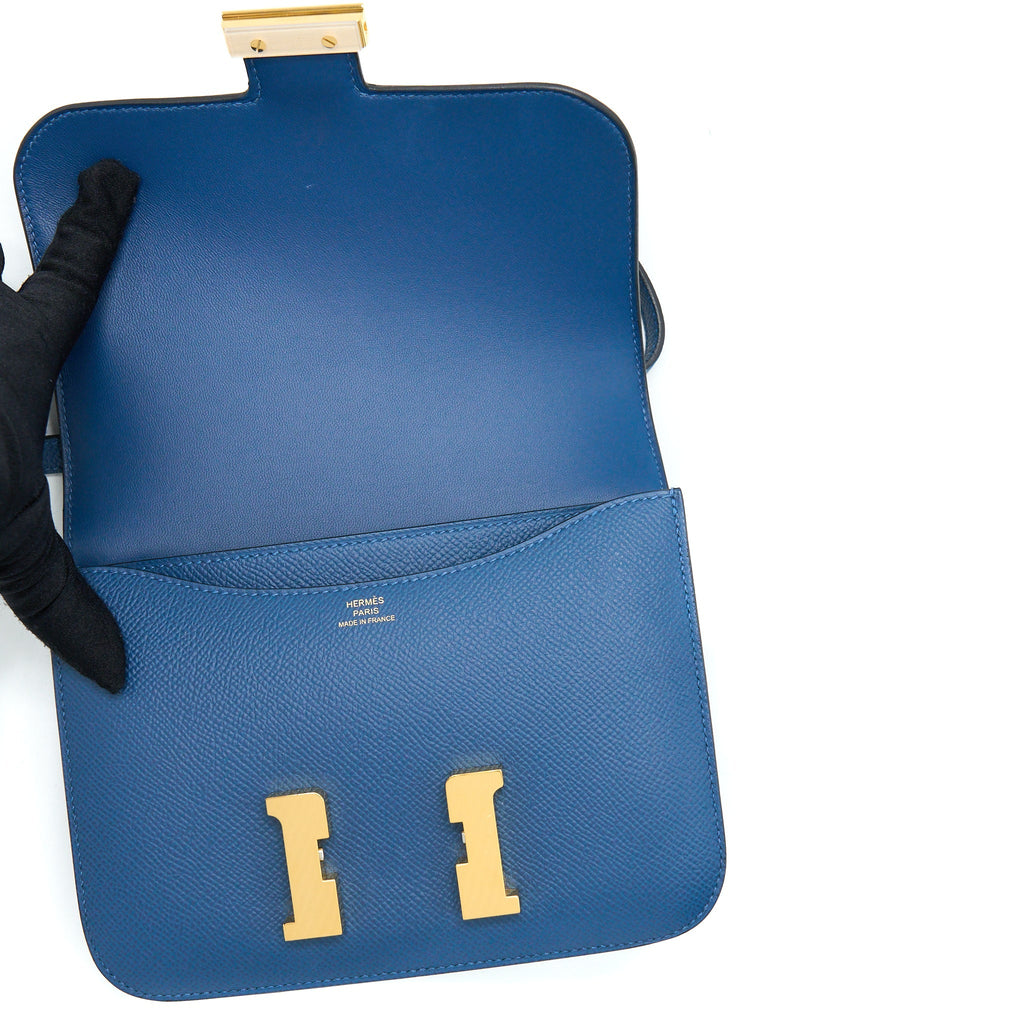 HERMES MINI CONSTANCE EPSOM S4 DEEP BLUE GHW