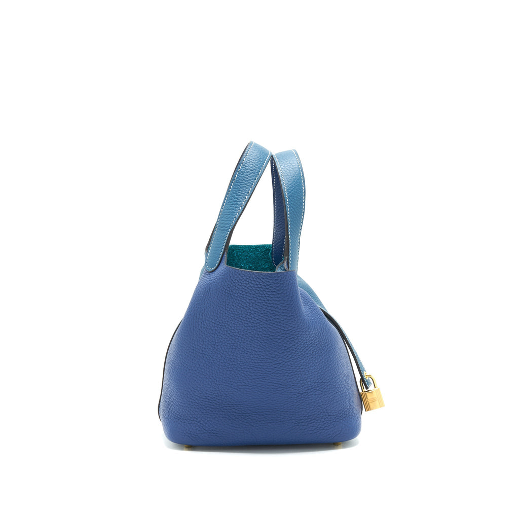 HERMES PICOTIN 18 LOCK BAG VERT BOSPHORE/DEEP BLUE GHW