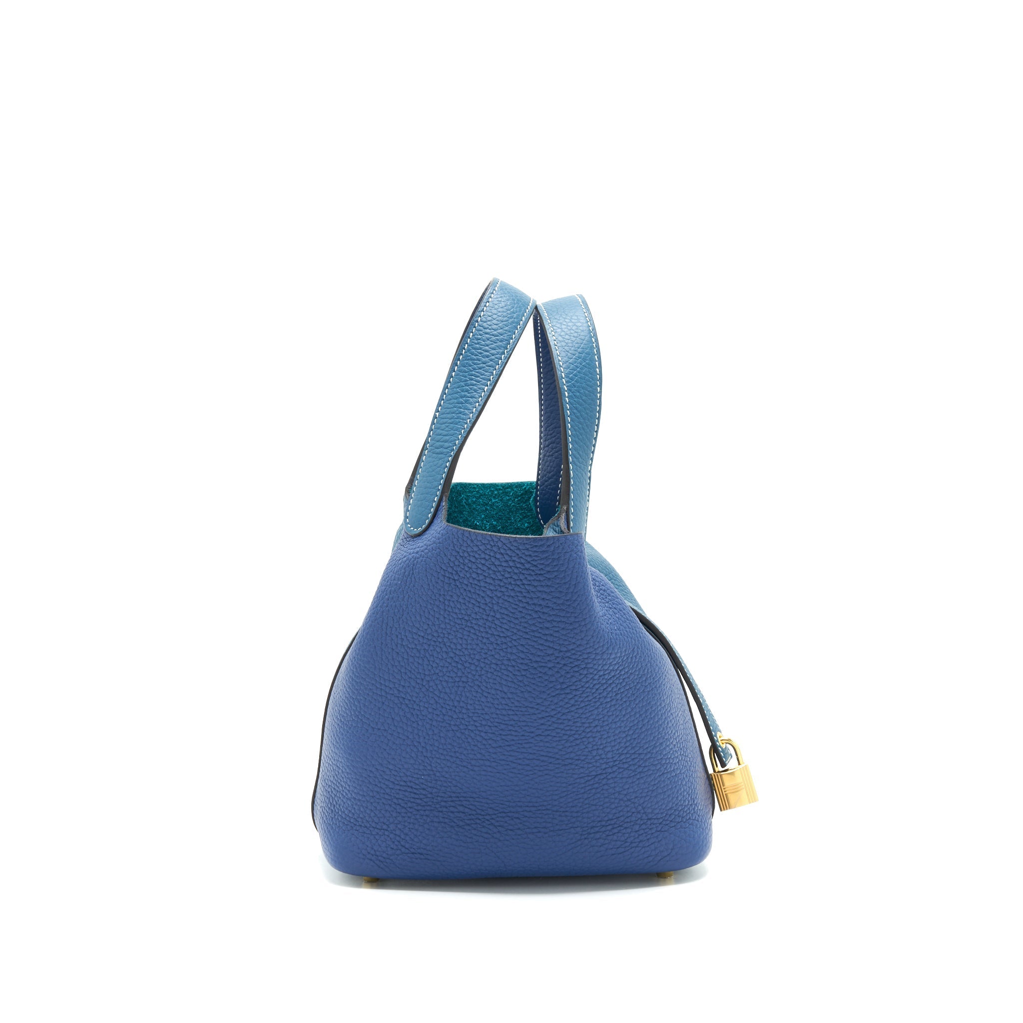 HERMES PICOTIN 18 LOCK BAG VERT BOSPHORE/DEEP BLUE GHW