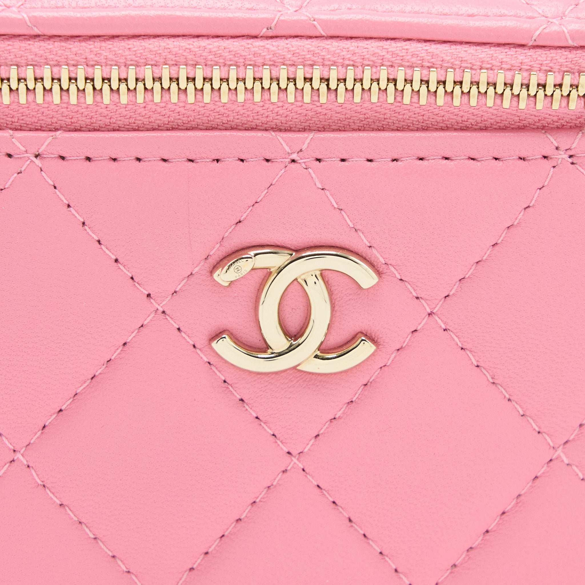 CHANEL MINI TRENDY CC VANITY WITH CHAIN LAMBSKIN PINK LGHW