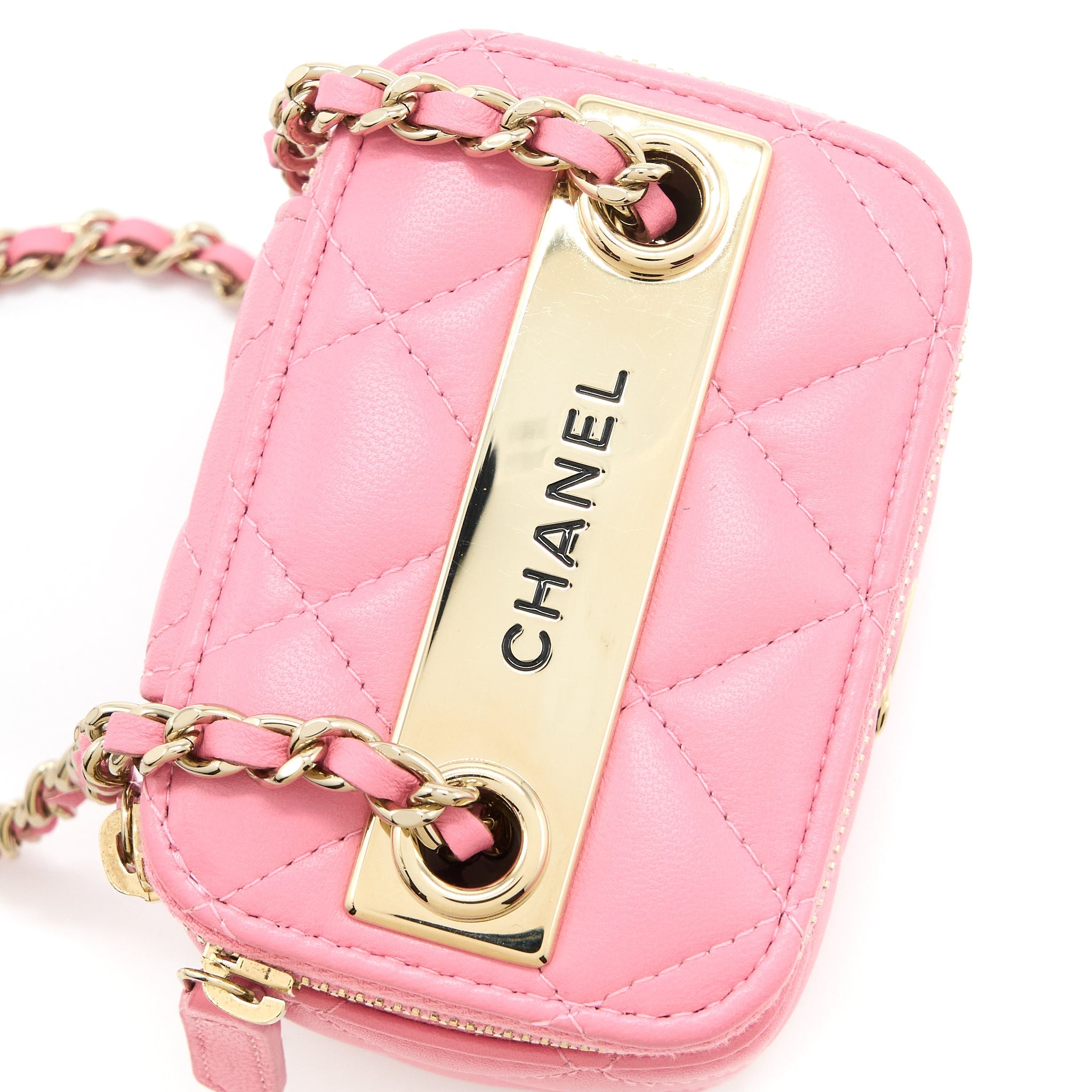CHANEL MINI TRENDY CC VANITY WITH CHAIN LAMBSKIN PINK LGHW