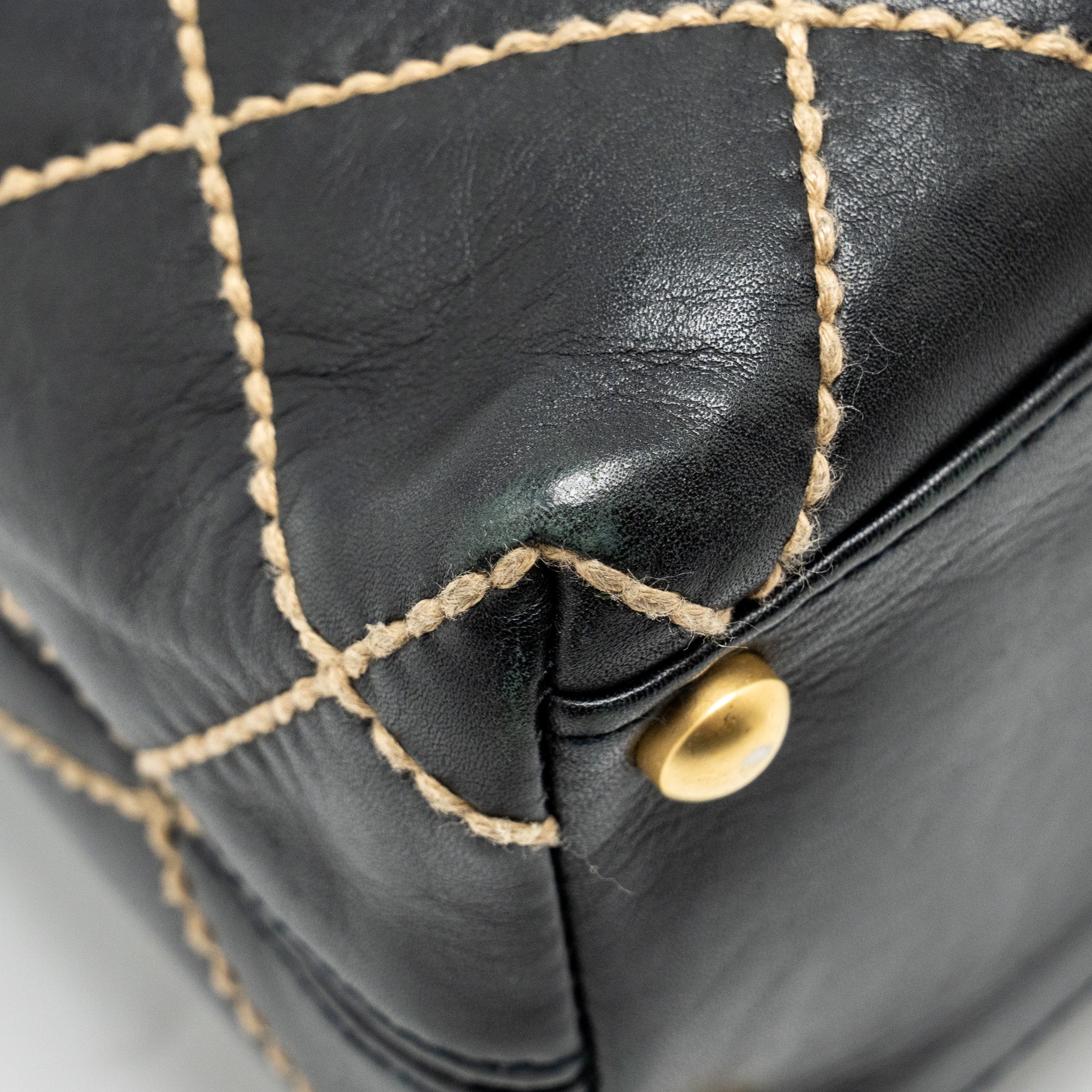 CHANEL VINTAGE WILD STITCH SHOULDER BAG CALFSKIN BLACK GHW