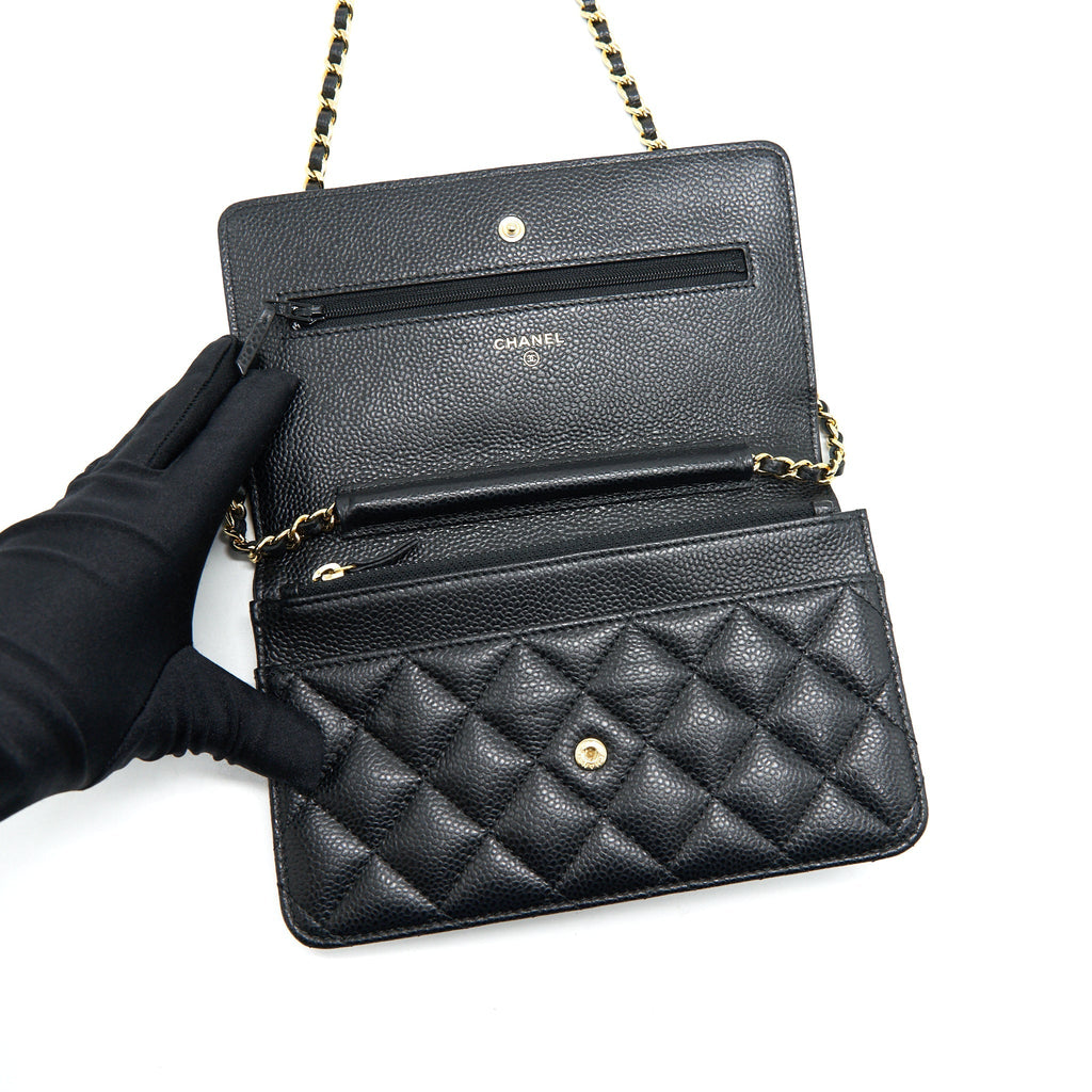 CHANEL CLASSIC WALLET ON CHAIN CAVIAR BLACK WITH GHW