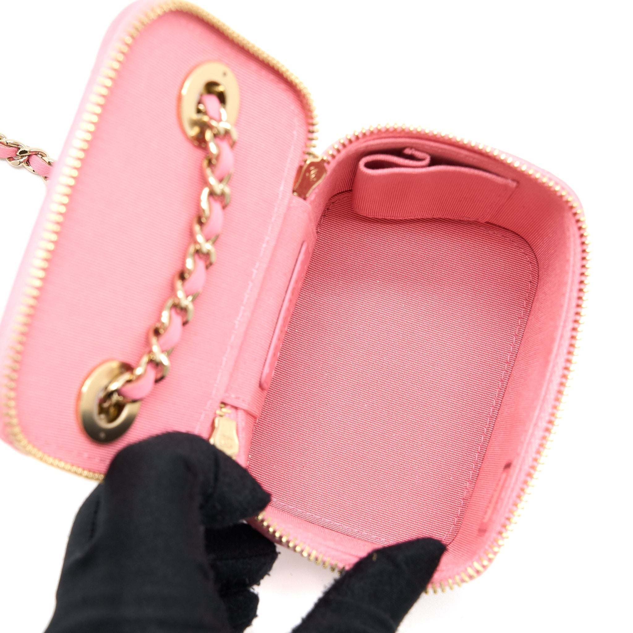 CHANEL MINI TRENDY CC VANITY WITH CHAIN LAMBSKIN PINK LGHW
