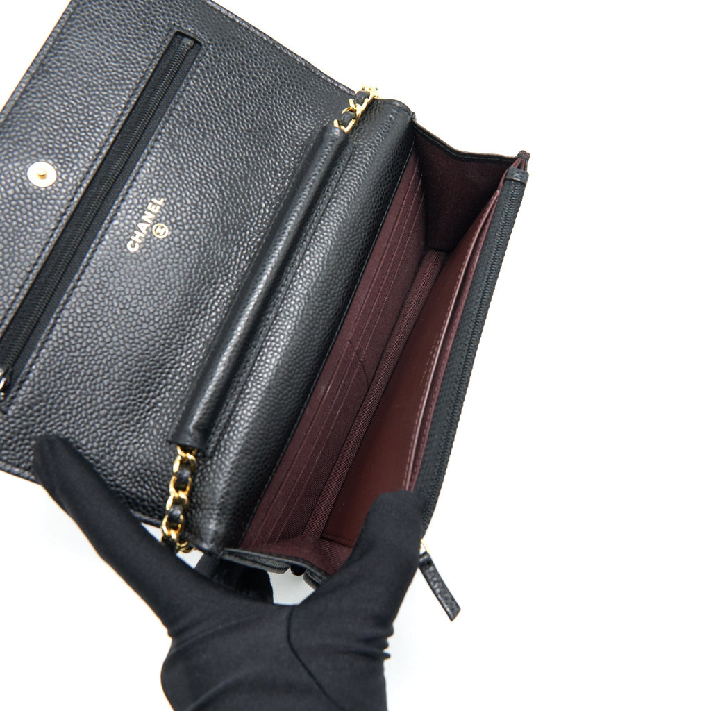 CHANEL CLASSIC WALLET ON CHAIN CAVIAR BLACK WITH GHW