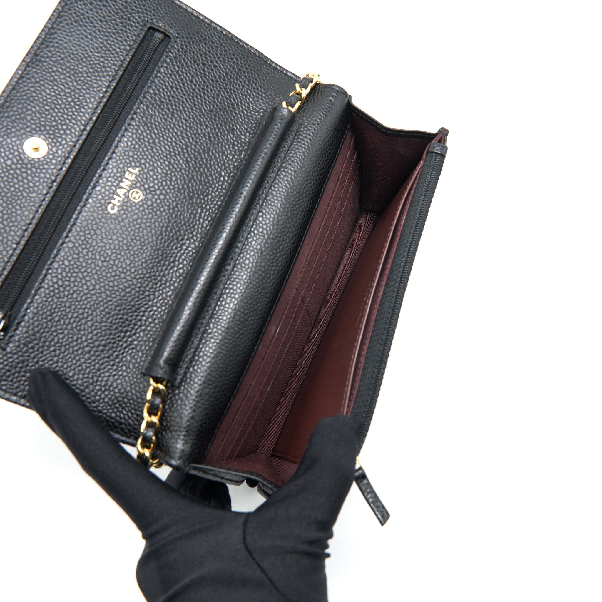 CHANEL CLASSIC WALLET ON CHAIN CAVIAR BLACK WITH GHW