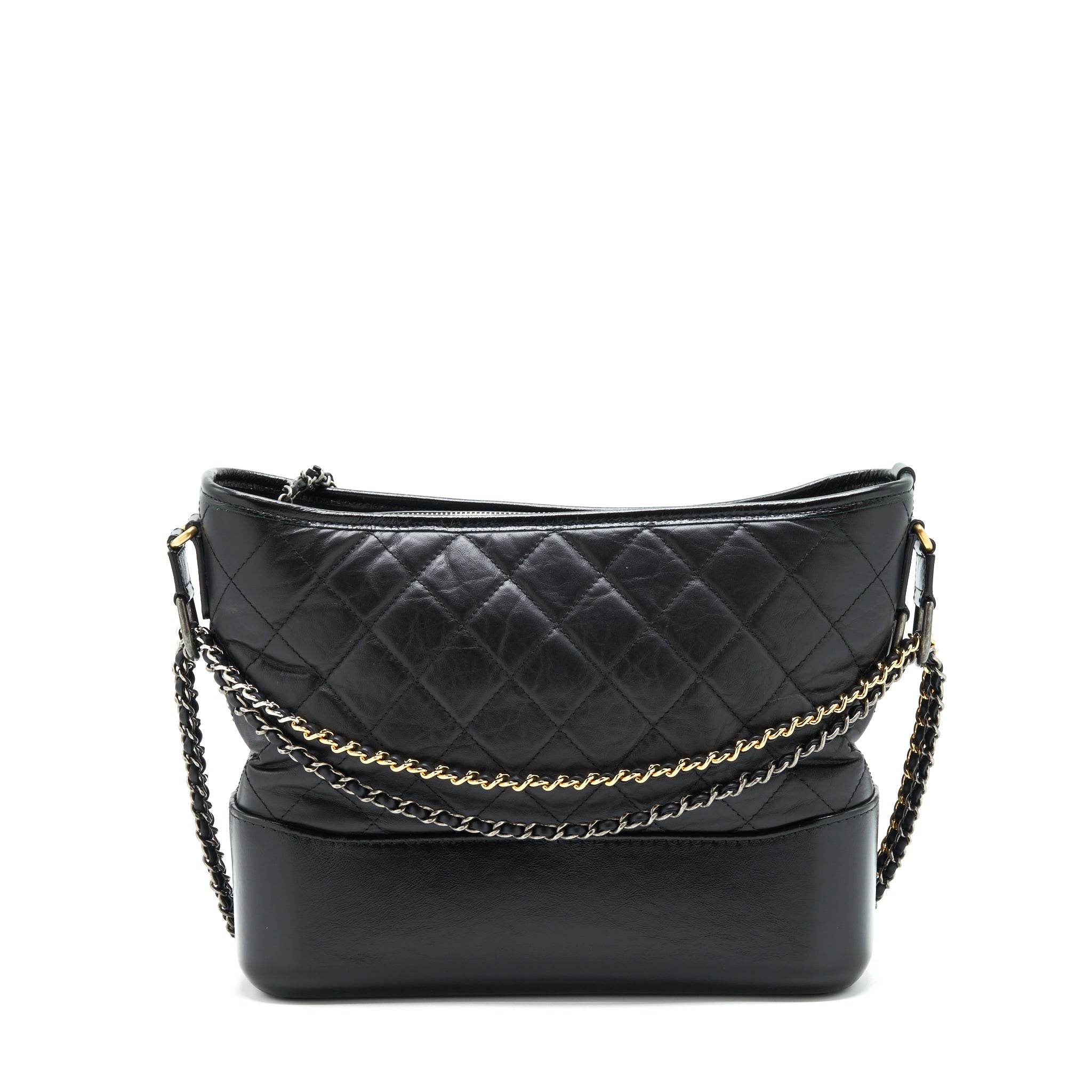 CHANEL LARGE HOBO GABRIELLE BAG BLACK WITH GOLD AND SLIVER HARDWARE