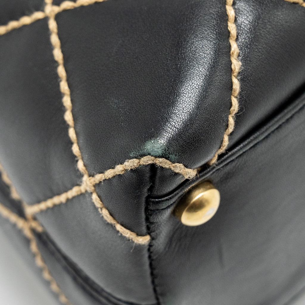 CHANEL VINTAGE WILD STITCH SHOULDER BAG CALFSKIN BLACK GHW