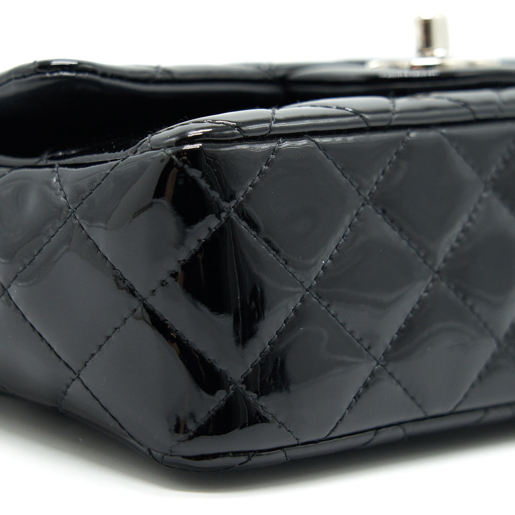 CHANEL MINI RECTANGULAR FLAP BAG PATENT LEATHER BLACK SHW