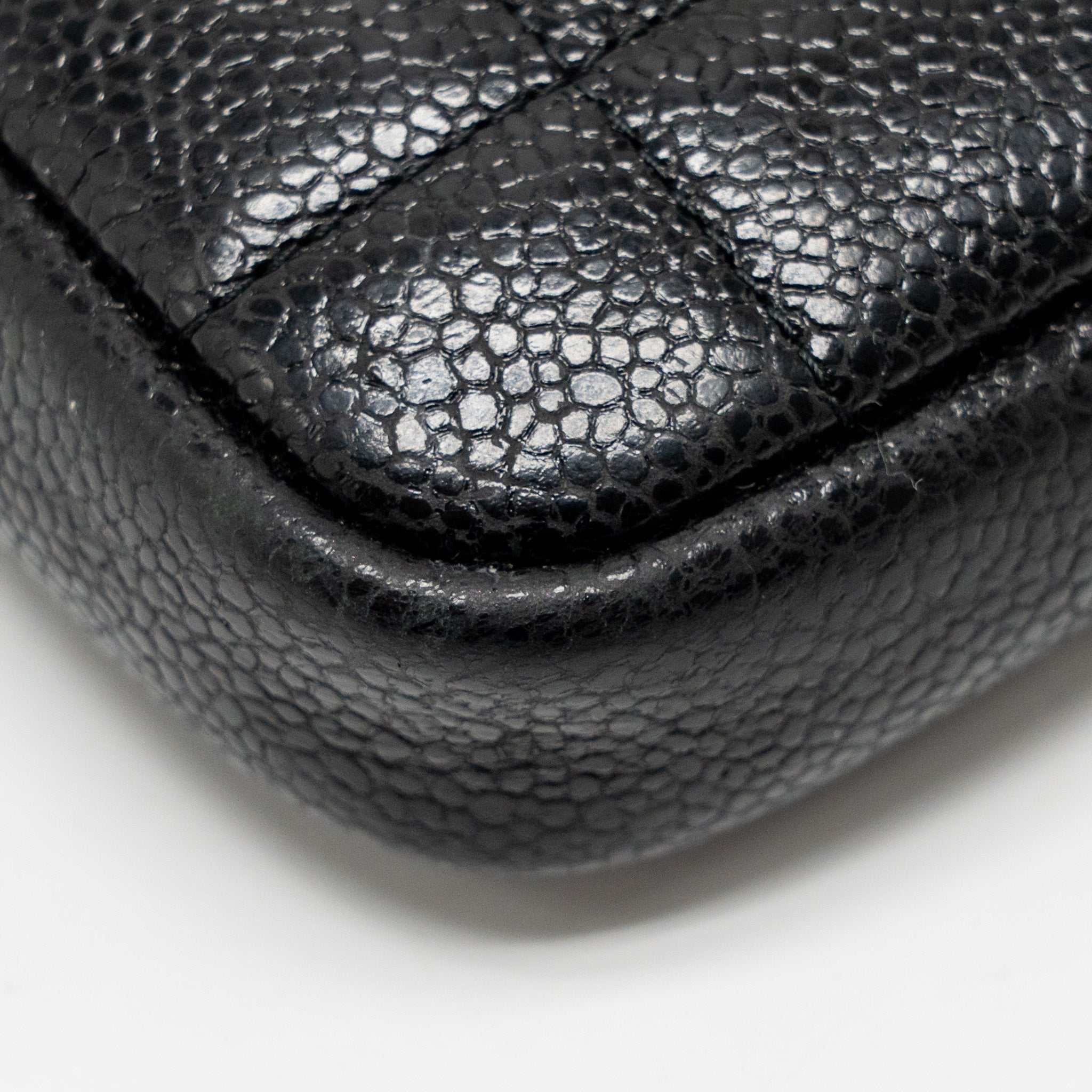 CHANEL QUILTED DIAMOND ZIPPER COIN PURSE CAVIAR BLACK GHW