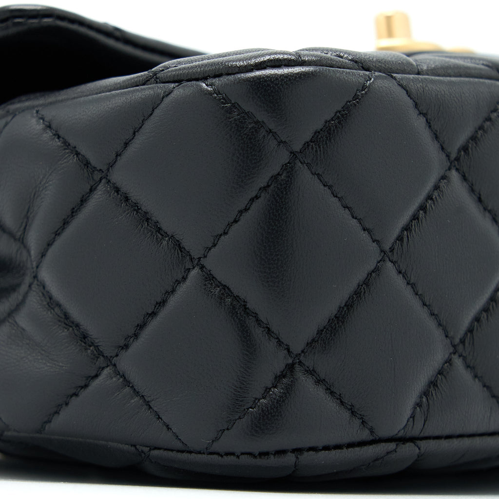 CHANEL 22K COCO CHAIN QUILTED FLAP BAG LAMBSKIN BLACK BRUSHED GHW (MICROCHIP)