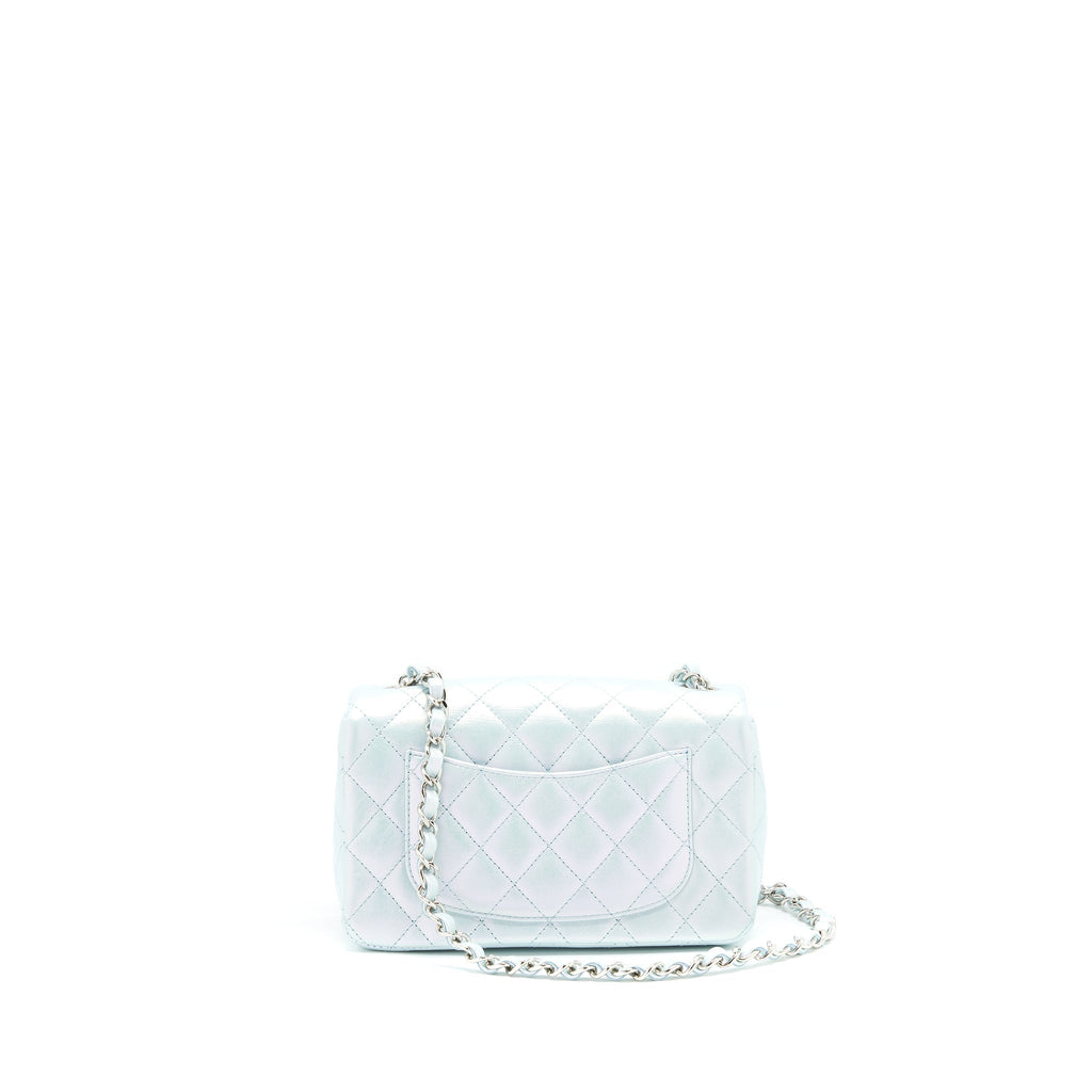 CHANEL 21K IRIDESCENT BABY BLUE MINI RECTANGULAR SHW