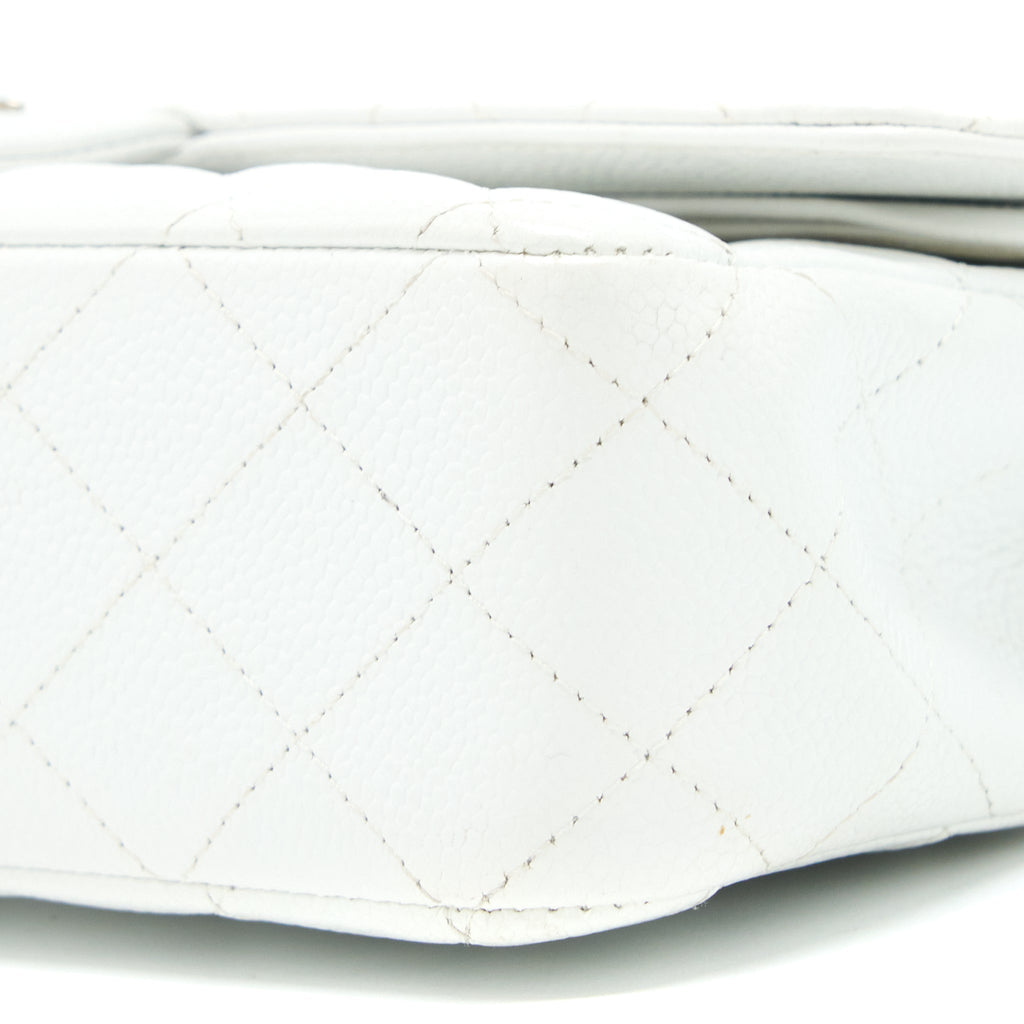 CHANEL MEDIUM CLASSIC FLAP CAVIAR WHITE SHW