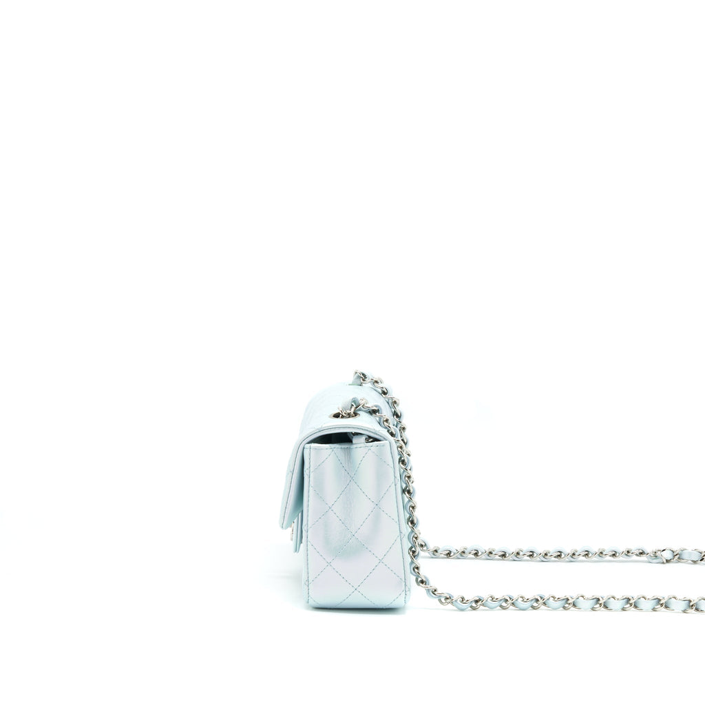 CHANEL 21K IRIDESCENT BABY BLUE MINI RECTANGULAR SHW
