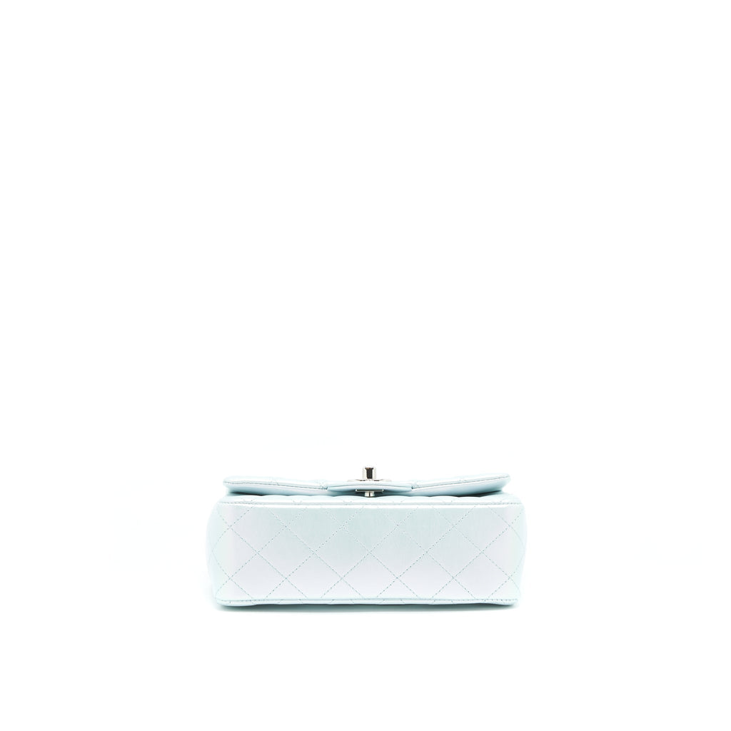CHANEL 21K IRIDESCENT BABY BLUE MINI RECTANGULAR SHW