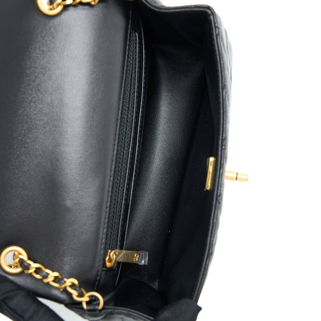 CHANEL 22K COCO CHAIN QUILTED FLAP BAG LAMBSKIN BLACK BRUSHED GHW (MICROCHIP)