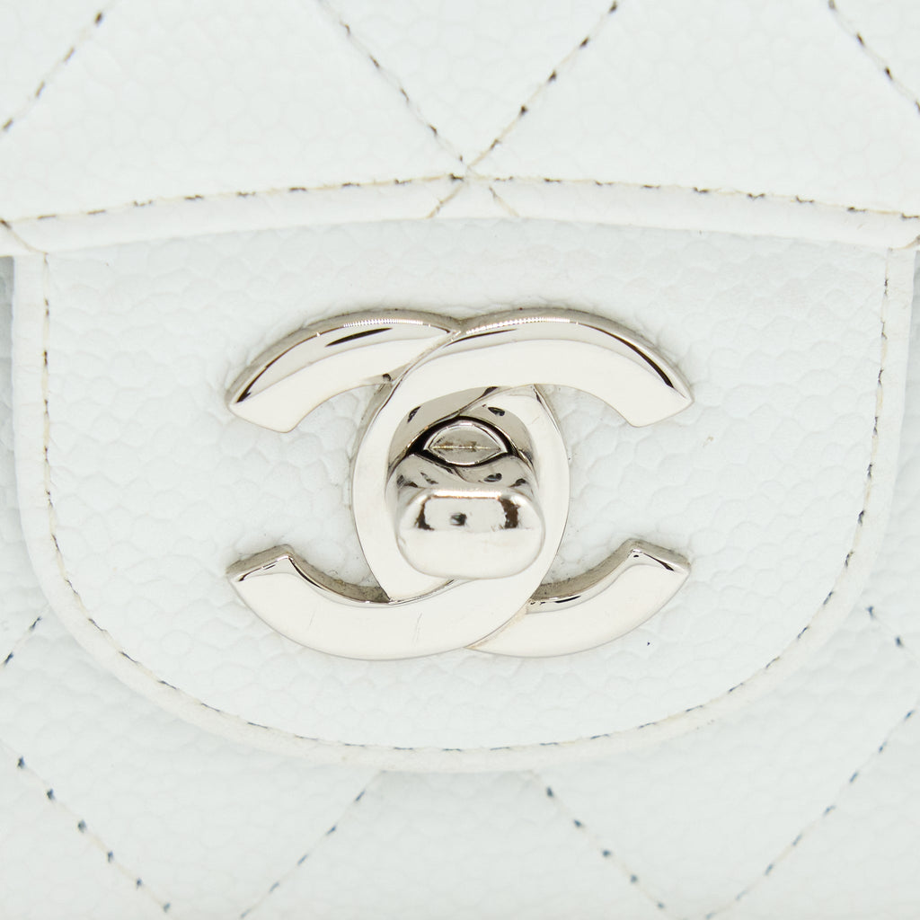 CHANEL MEDIUM CLASSIC FLAP CAVIAR WHITE SHW