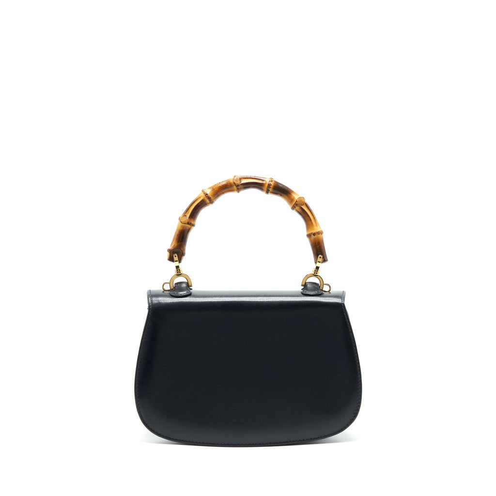 GUCCI VINTAGE BAMBOO SMALL TOP HANDLE BAG BLACK