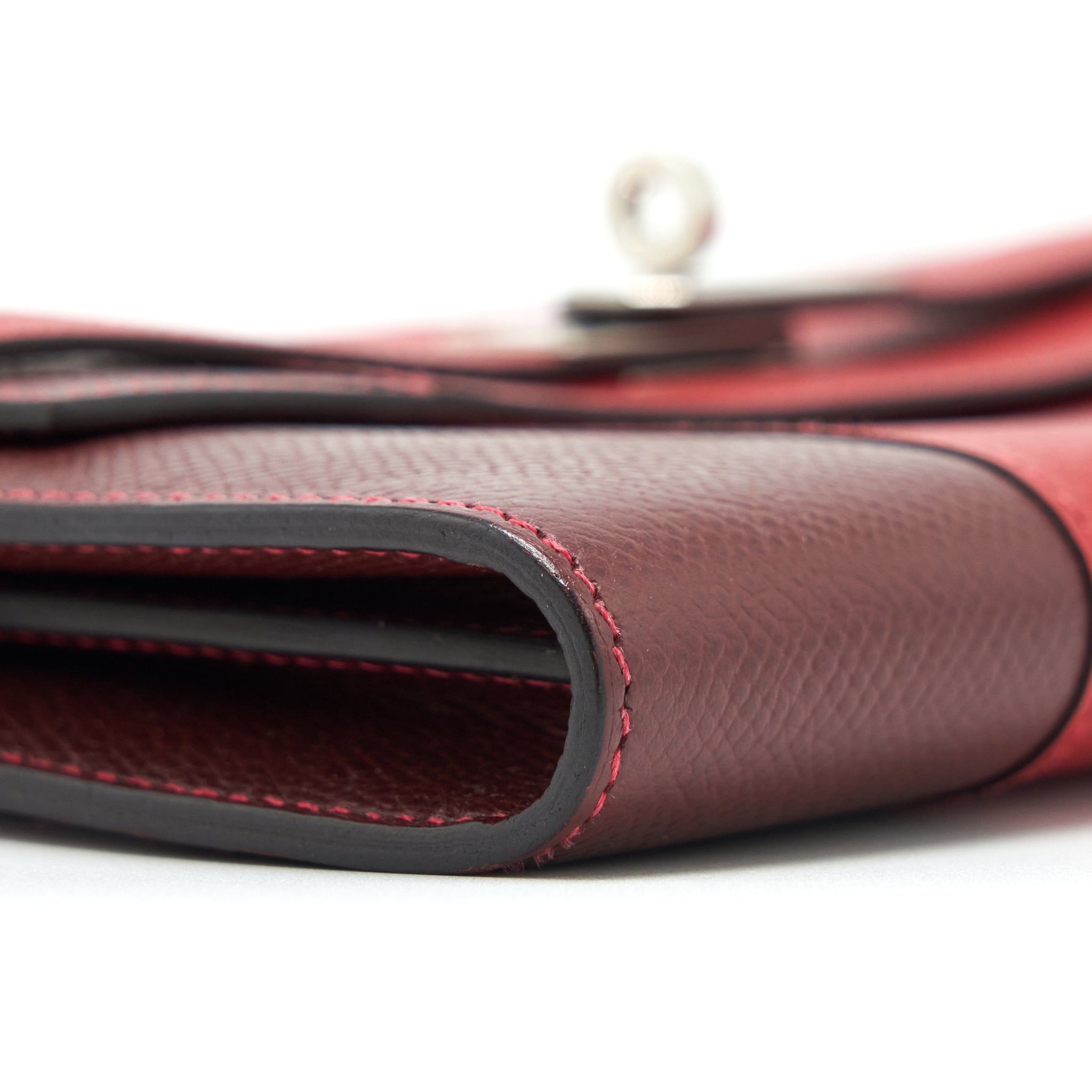 HERMES CLASSIC KELLY LONG WALLET EPSOM LEATHER RED / DARK RED WITH SHW
