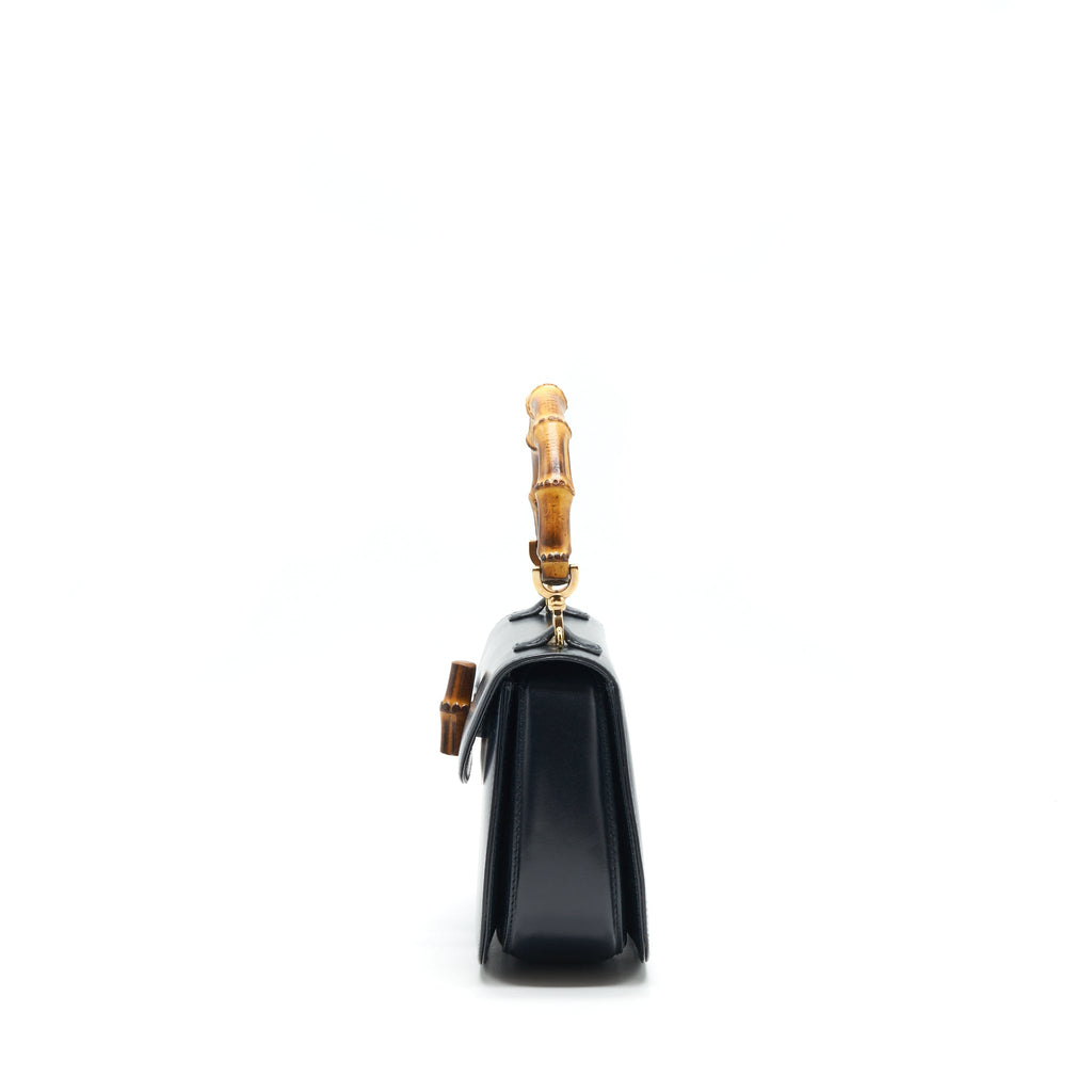 GUCCI VINTAGE BAMBOO SMALL TOP HANDLE BAG BLACK