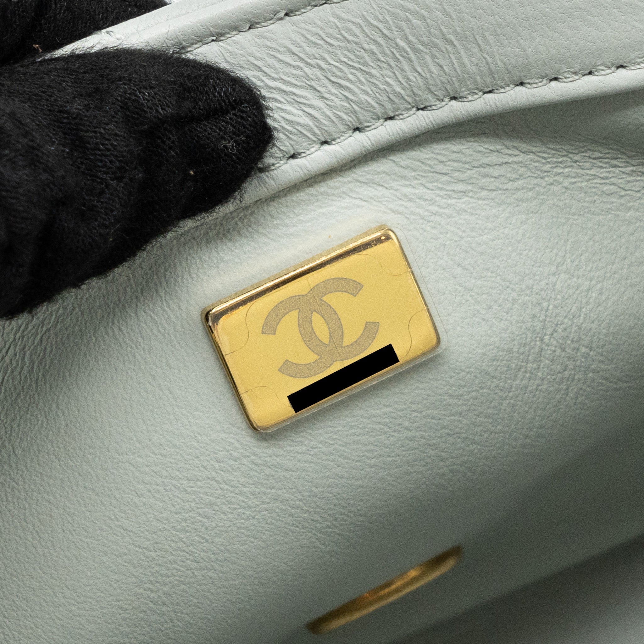 CHANEL 23C PEARL CRUSH MINI SQUARE FLAP BAG LAMBSKIN GREY GHW (MICROCHIP)