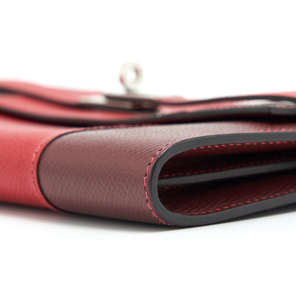 HERMES CLASSIC KELLY LONG WALLET EPSOM LEATHER RED / DARK RED WITH SHW