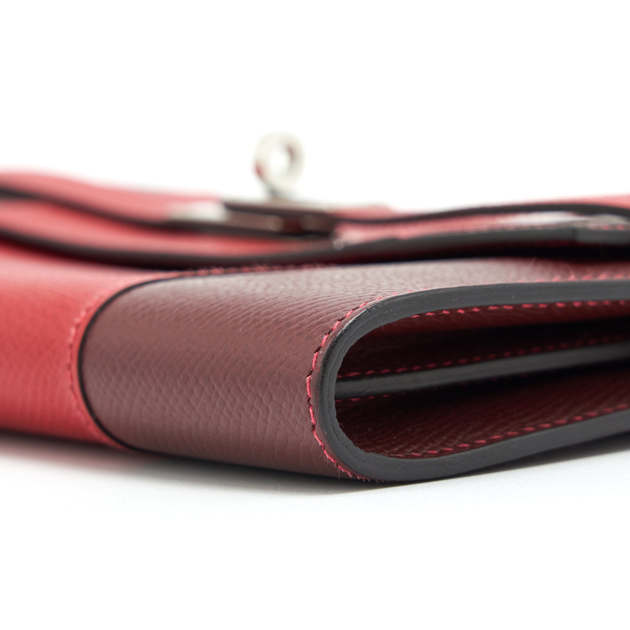 HERMES CLASSIC KELLY LONG WALLET EPSOM LEATHER RED / DARK RED WITH SHW