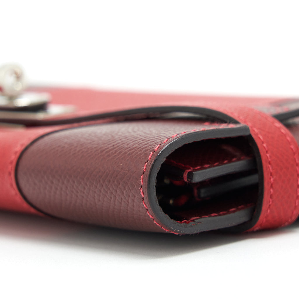 HERMES CLASSIC KELLY LONG WALLET EPSOM LEATHER RED / DARK RED WITH SHW