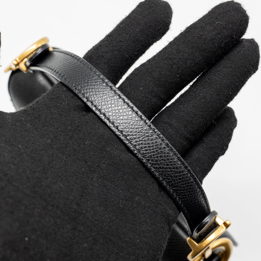 DIOR MINI SADDLE BAG CALFSKIN BLACK GHW