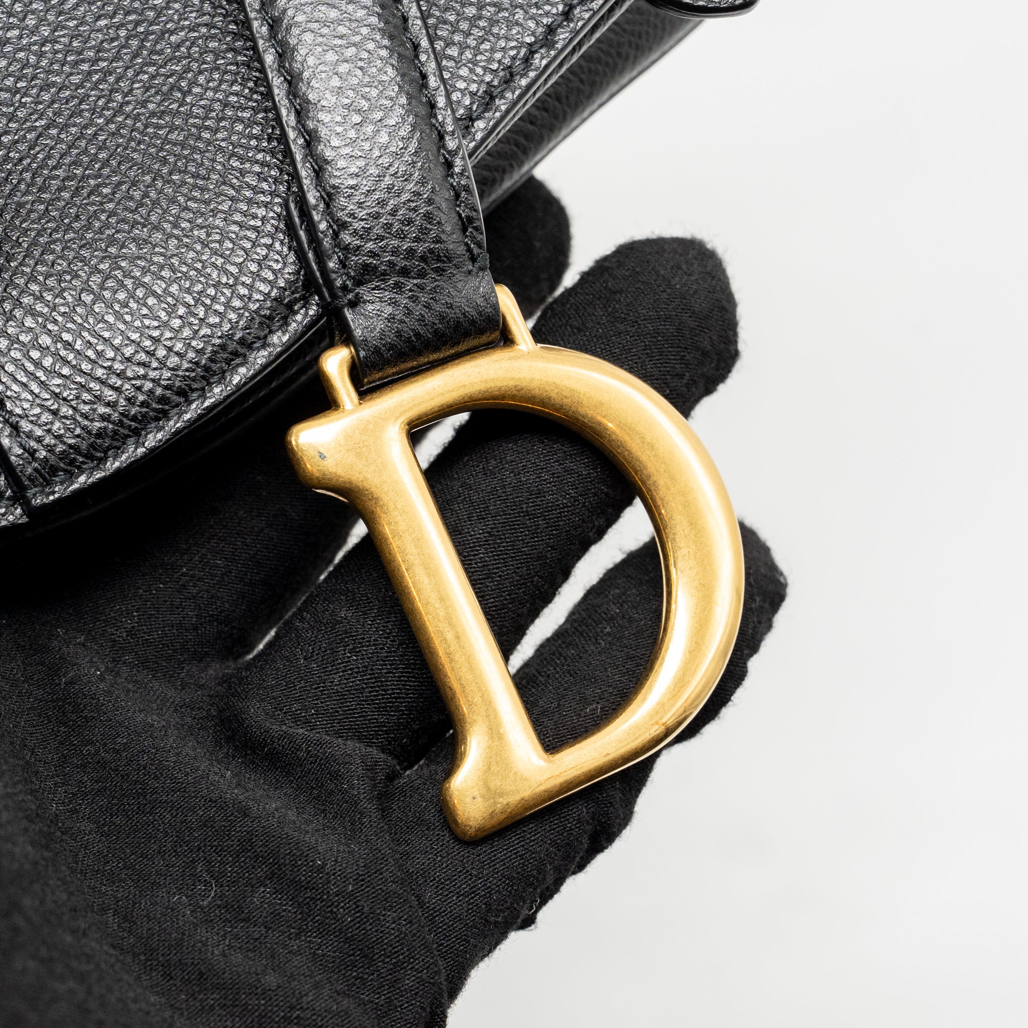 DIOR MINI SADDLE BAG CALFSKIN BLACK GHW